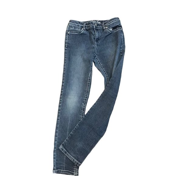 10 Lulu Luv Girls Adjustable Waist Embellished Stretch Skinny Jeans - Picture 4 of 7